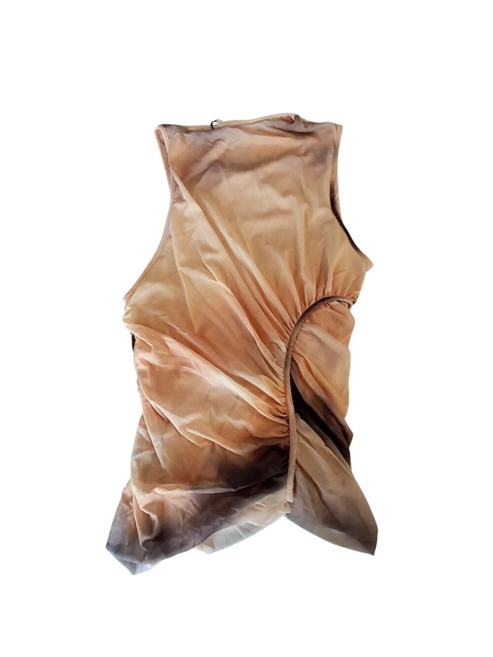 Zara Womens Sleeveless Ombre Mesh Shirt Size M Peach & Gray Polyester Blend